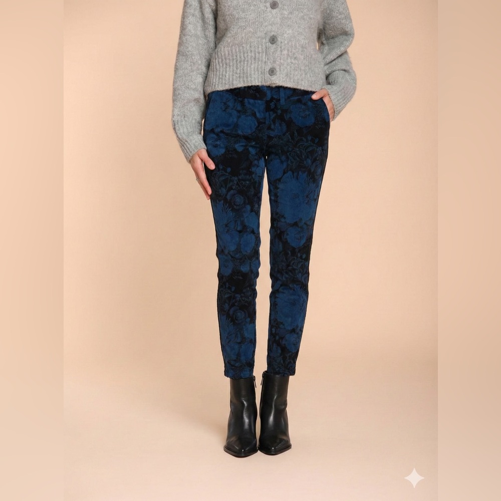 MASON’s forte dei marmi New York slim Floral Blue corduroy   Pants 4